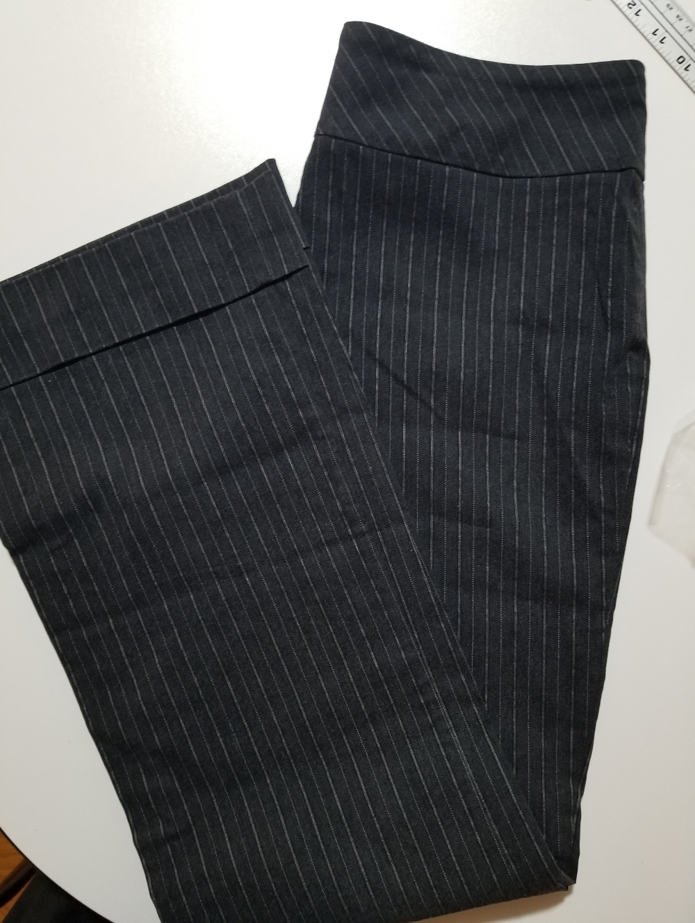 Denver Hayes Pinstripe Wide Leg Pants Menswear Retro High Rise L